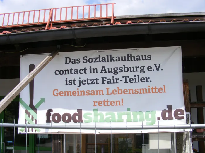 Banner: Das Sozialkaufhaus contact in Augsburg e.V. ist jetzt Fair-Teiler